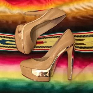 Brian Atwood nude mirrored heels